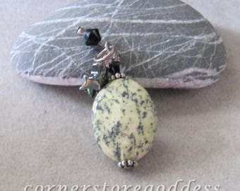 Yellow Jasper Pyrite Gemstone Concentration Focus Charm Pendant by Cornerstoregoddess