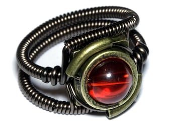 Steampunk Jewelry - Ring - Red