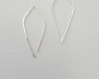 Silver Pull Through Earrings, Threader Earrings, Geometric Earrings, Hoop Earrings, Everyday Earrings, Simple Silver Earrings