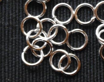 Twenty silver, silvered rings, jewelry crafts, jewelry findings 8 mm jump rings