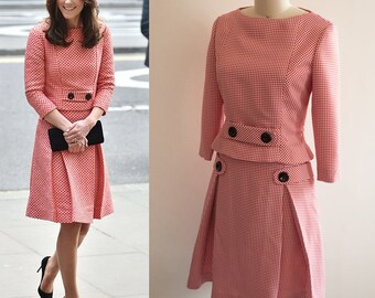 1960s dress/ Kate Middleton checkered gingham dress/ Eponine inspired dress/ Jackie Kennedy Dress/ Custom made dress/ 60s inspired dress
