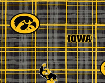 University of Iowa Hawkeyes Plaid Collegiate Cotton Fabric 1 Yard Sports Team 100% Cotton