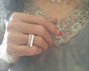 Braided sterling silver ring, Handcrafted statement sterling silver ring