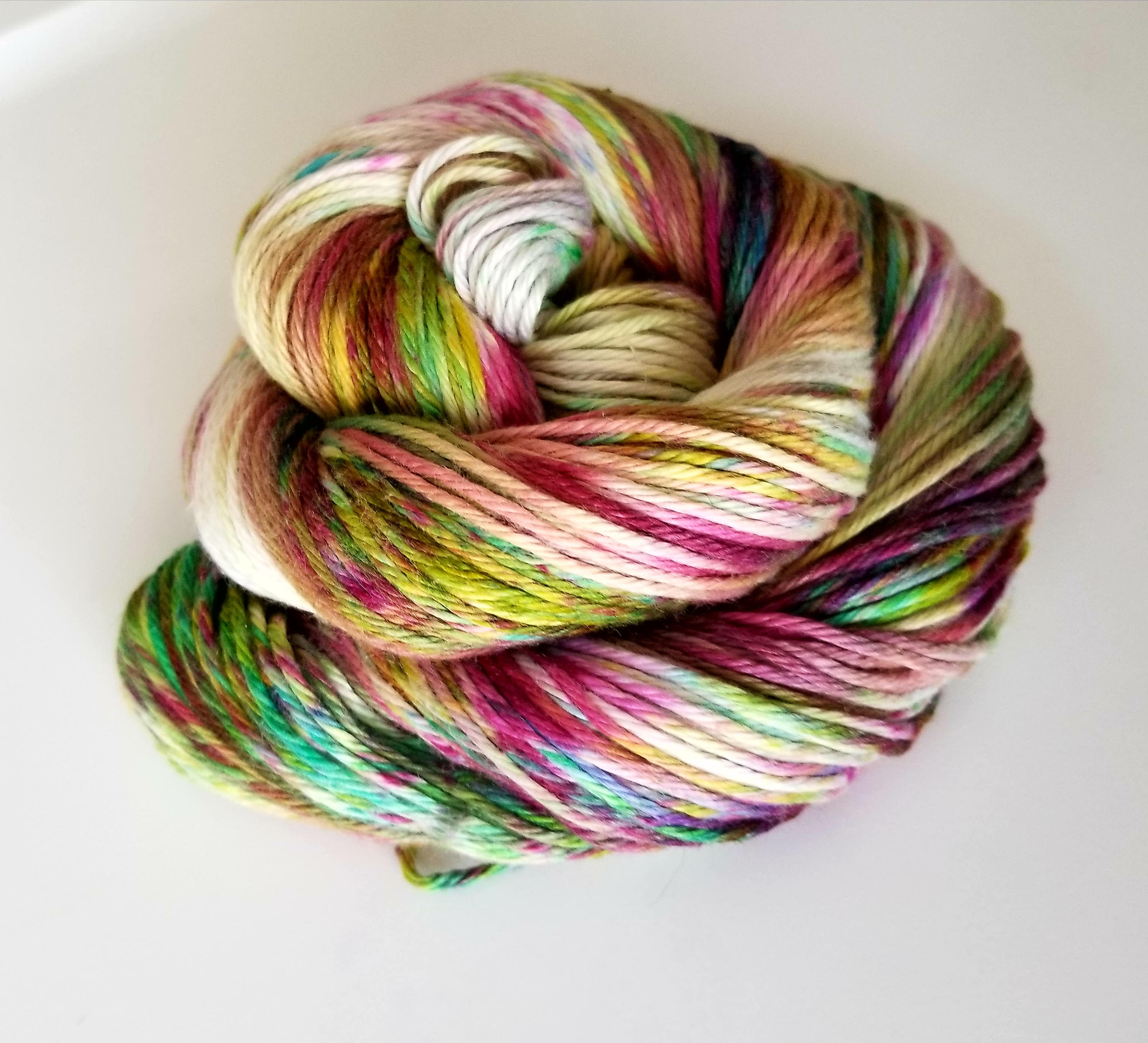 Bayou 100 Organic Cotton, Hand Dyed, Fingering Weight, Variegated, Speckled Yarn