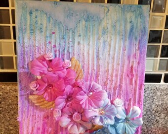 Floral Wings Mixed Media Art - Original Artwork
