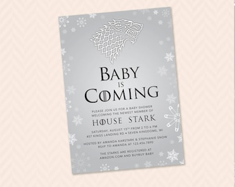 Baby ist kommen Spiel der Throne inspiriert Baby-Dusche Einladung - Stark "," Direwolf "," GOT "," Winter