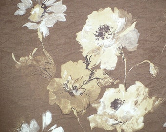 Floral print Decorator fabric, Cocoa, Cream, Gold, Upholstery, Decorating, 58" wide