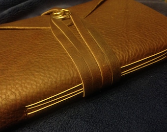 Handmade Leather Journal with Tea-Stained Paper