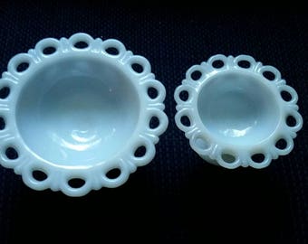 Vintage Milk Glass Bowls with scallop edges - Qty 2