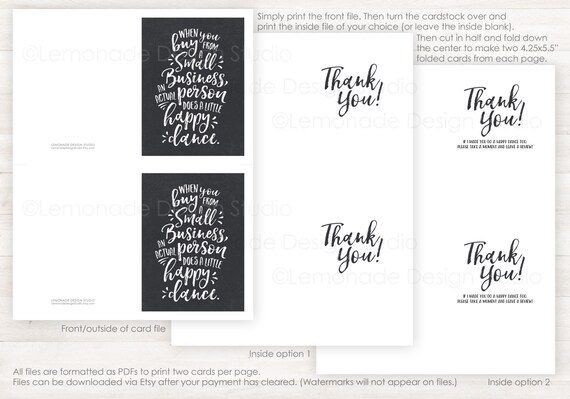 thank you card inserts