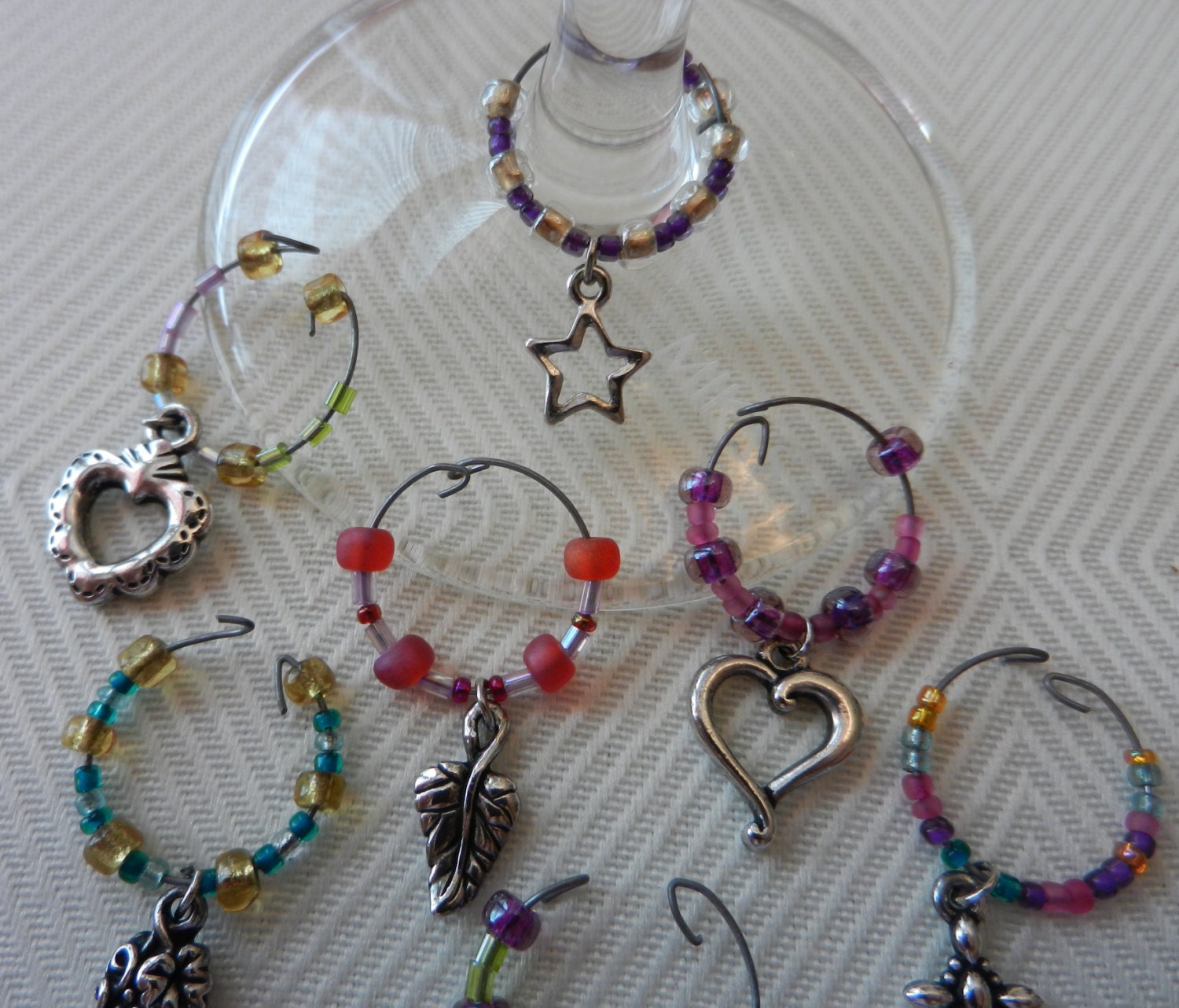 Sterling silver beaded wine glass charms set of 4