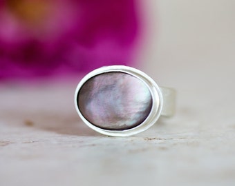 Black Mother of Pearl Ring, Mother of Pearl Ring