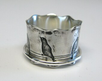 Birds on a Wire Sterling Silver Spinner Ring