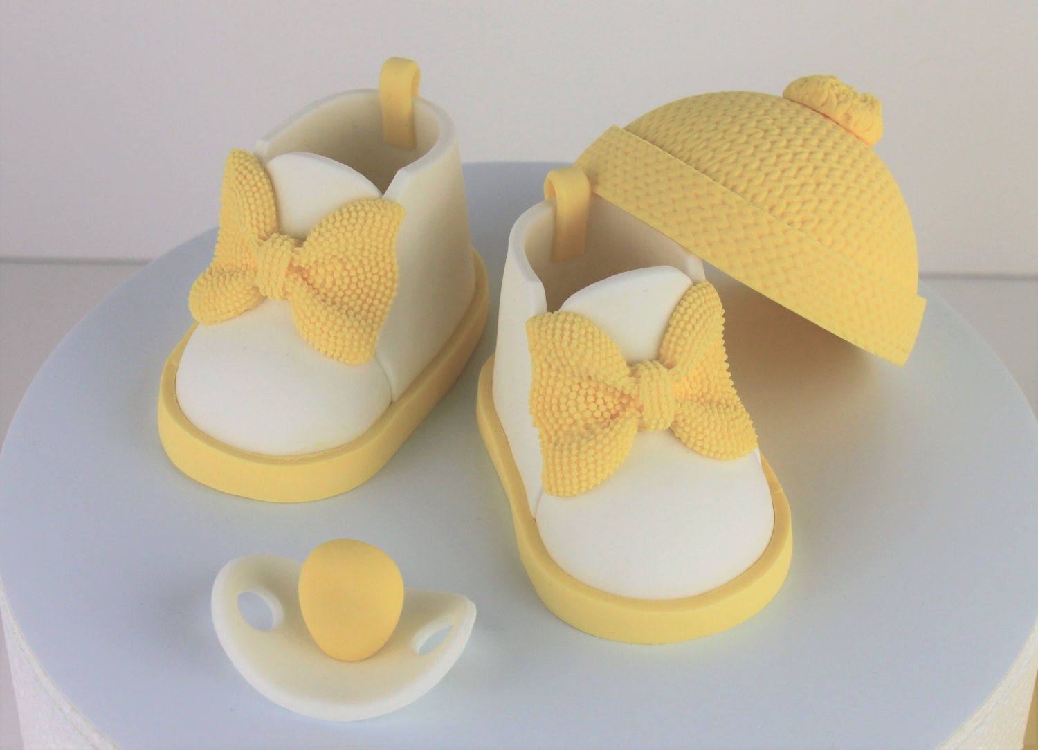 Yellow Fondant Baby Shoes Cake Topper Set Baby Shower Cake