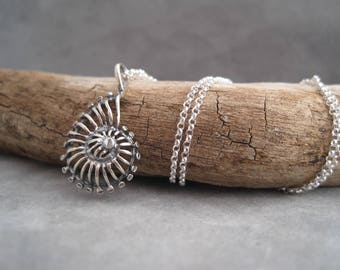 Nautilus Shell - Sterling Silver - Small Silver Shell Pendant - Ocean Inspired Jewelry - Sea Charm - Beach