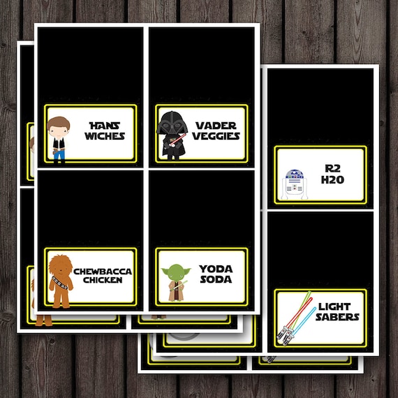 24 star wars food labels food tents cards printable file