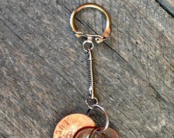 Lucky Us Penny Keychain, 7th Anniversary Gift, Celebration of Love, Year of Birth, Anniversary Year Penny Keychain, Custom Keychain