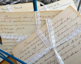 Vintage Handwritten Recipe Cards, Wedding Gifts, Scrapbooking, Collage, Mixed Media, Set of Ten (10)