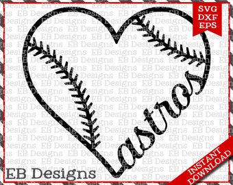 Astros Baseball Love SVG DXF EPS Cutting Machine Files Silhouette Cameo Cricut Baseball Vinyl Cut File Softball Vector svg file