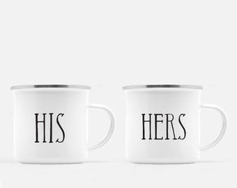 Set of 2 Coffee Mugs, His & Hers coffee mugs His and Her Coffee Mugs Wedding Gift Engagement Gift Anniversary Coffee Mug Husband Wife Mugs