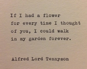 Alfred Lord Tennyson Love Quote Made on Typewriter, typewriter quote