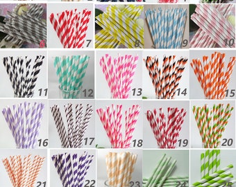 Striped Paper Straws - Set of 150 - Party Drinking Straws Mason Jar Straws Striped Paper Straws Rustic Barn Wedding Straws