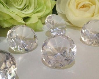 50 carats Jumbo Acrylic Diamond Gems 1 1/2" Diameter 5pc, Large Diamonds Table Scatters, Wedding Diamond Gems,