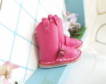 Mini Fuchsia Hot Pink Leather Riding Boots Neo Blythe Azone Pureneemo M S Size Hand Made By MizuSGarden
