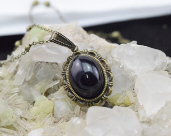 Amethyst - brass necklace