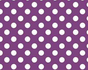 Purple Polka Dot Fabric - Riley Blake Medium Dot - Purple and White Dot Fabric