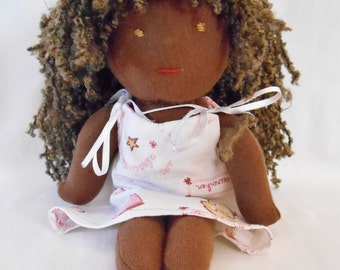 Waldorf skin black cloth doll