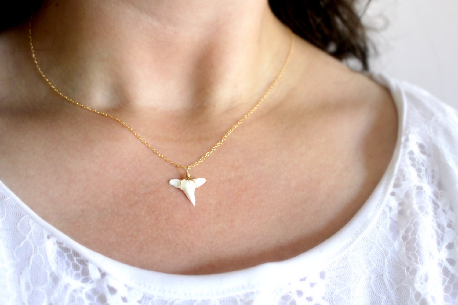 Dainty Shark Tooth Necklace Real Shark Tooth Pendant Gold