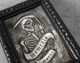 Memento Mori Reaper : hand embossed anatomical repoussé metal wall art