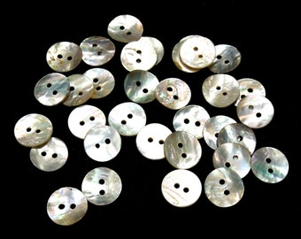 SUPPLY: 30 Mother of Pearl Buttons - Shell Buttons - Natural Buttons - MOP Buttons - 15mm - (17-C1-00004837)