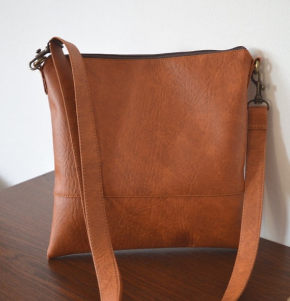 Brown Crossbody Bag Everyday Purse Faux Leather Shoulder Bag