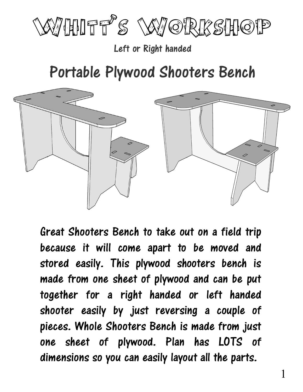 Plywood Shooters Bench / Table PDF File Wood Plans