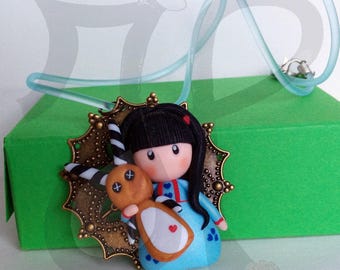 Copper stainless steel pendant with Dolly and Bunny