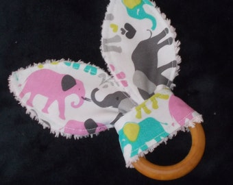 Orchid Elephant Walk Rabbit Ears Wooden Teething Ring