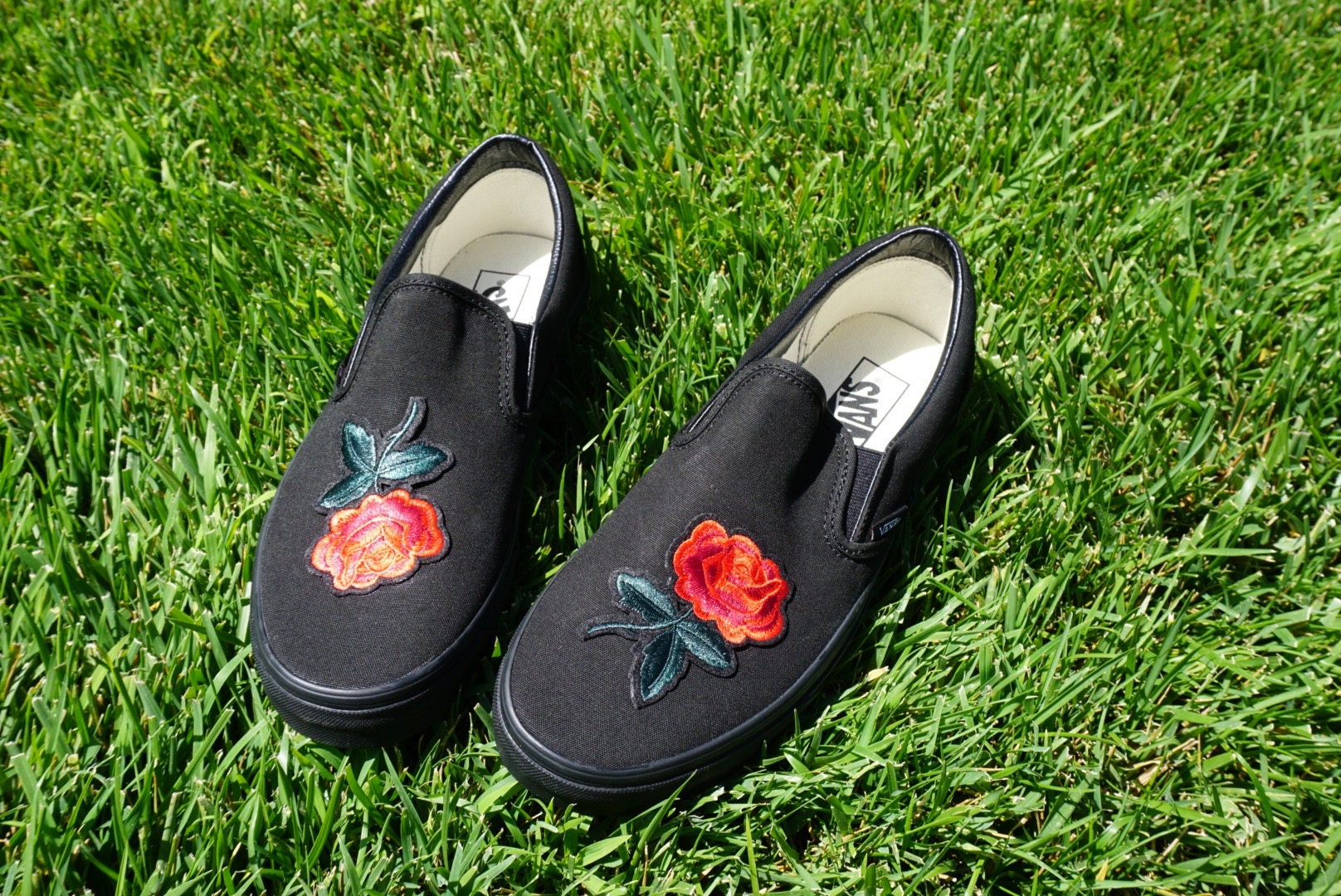 vans slip on with roses vans slip on with roses