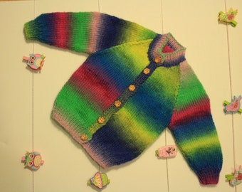 Rainbow Multi-coloured Hand Knitted jumper