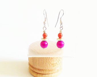 Earrings Fuchsia and orange
