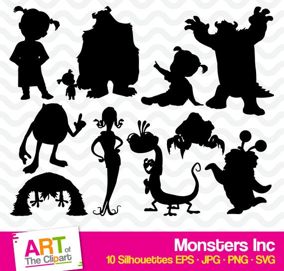 Download Monsters Inc. Silhouettes SVG Files for Cricut and Cameo