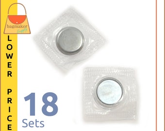 15 mm Hidden Magnetic Snaps, Slimline, Sew In Clear PVC Pouch, 18 Sets, Handbag Hardware Supplies Sewing Crafts, 5/8 Inch, MSP-AA001