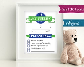 Baby Gift Printable: Dry Erase Newborn Feeding Tracker Navy