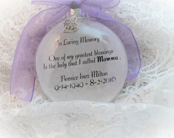 Memorial Christmas Ornament One of My Greatest Blessings, Free Personalization and Charm