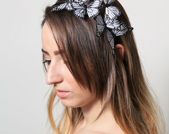 White Butterfly Headband - woodland, fairy tale, bride