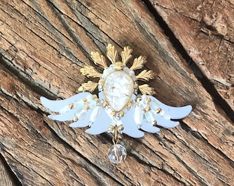Retired collectible signed and dated LizTech Dazzling Deva angel pin/brooch