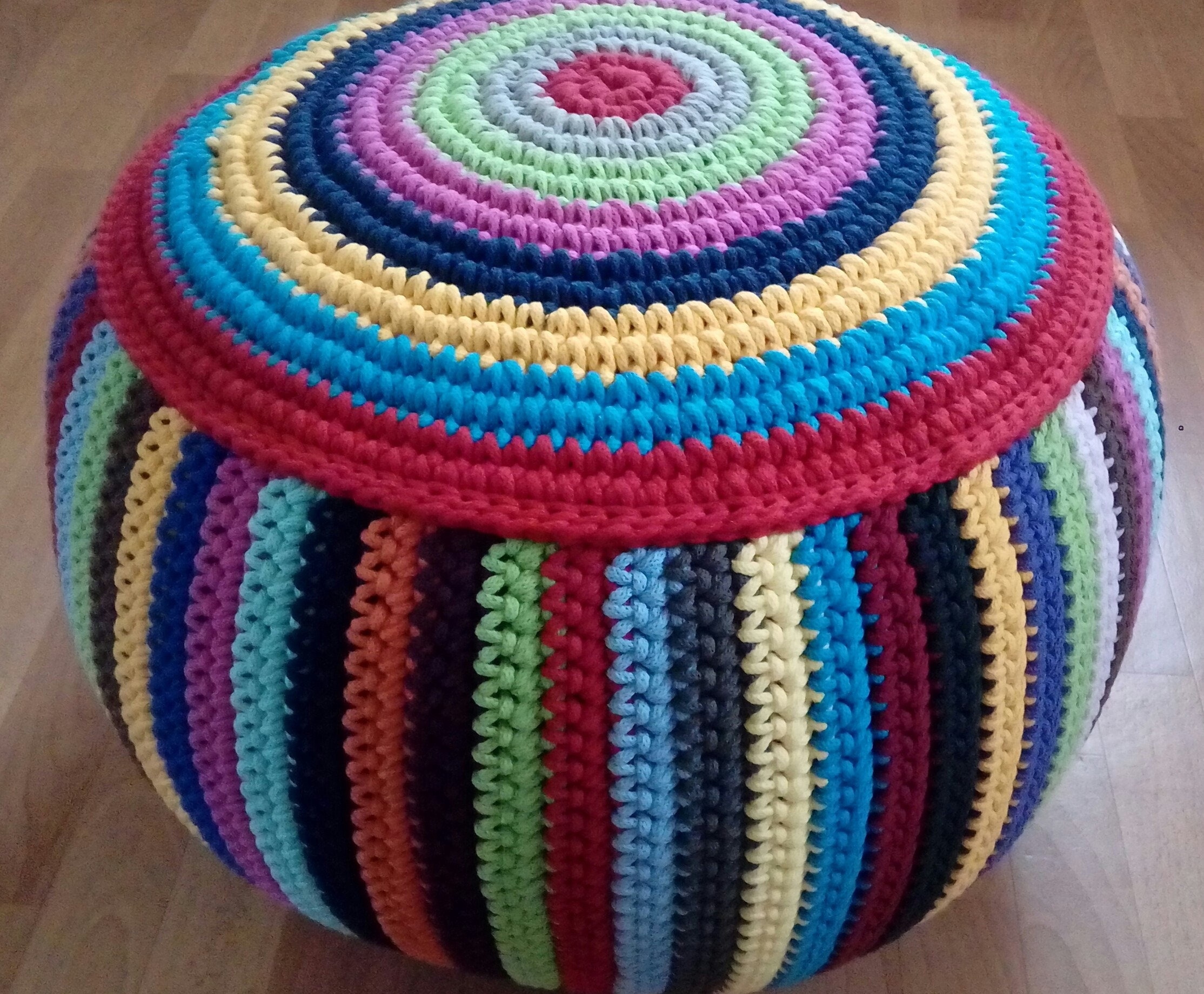 STUFFED Crochet Pouf 38 cm/60 cm/23