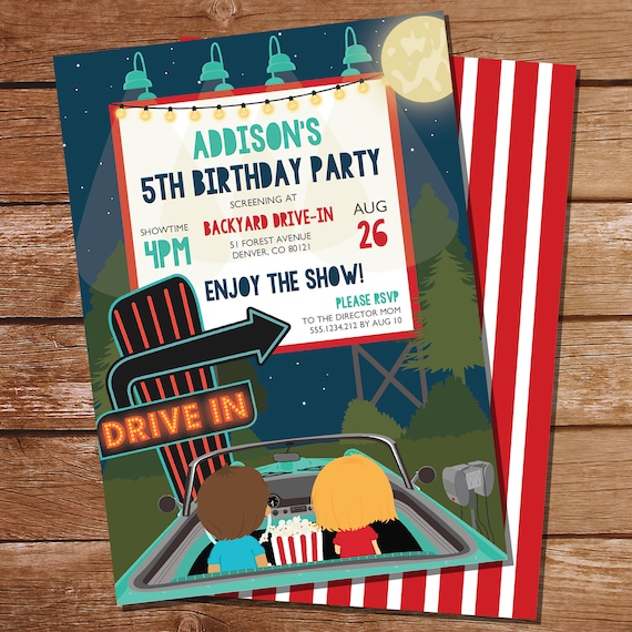 Drive-In Movie Party Invitation Backyard Drive-In Party