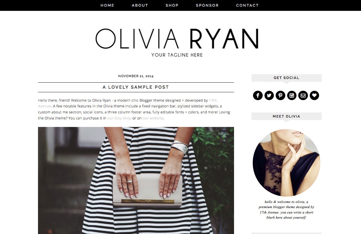 blogger template premade blog design olivia ryan simple blogger templates